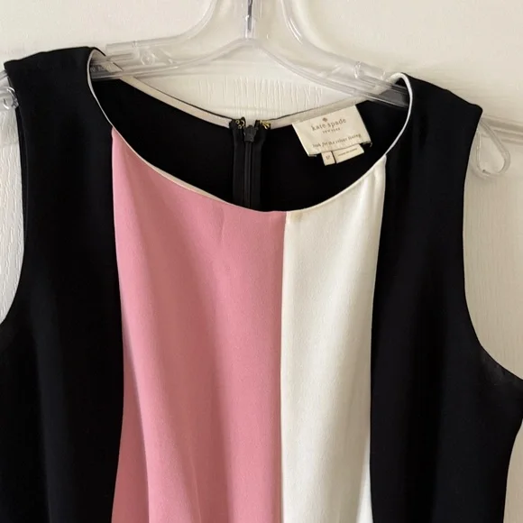 kate spade Sleeveless Colorblock Midi Dress in Pink, Ivory and Black - Picture 2 of 2